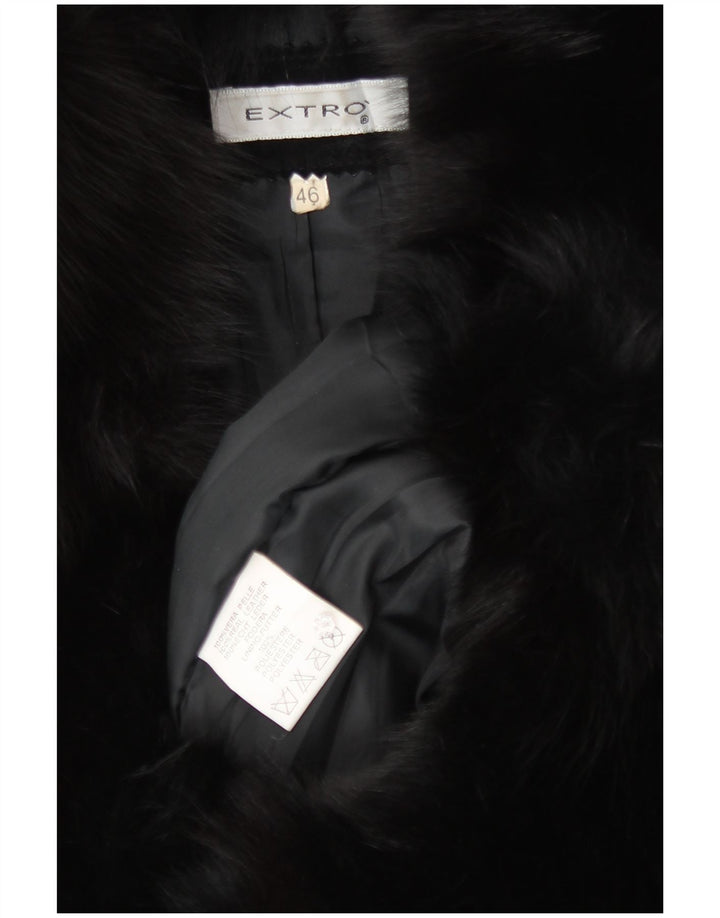 Vintage damski zamszowy płaszcz IT 46, duża czarna skóra