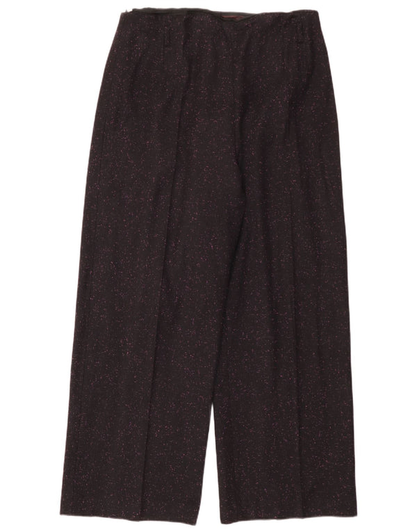 Damskie spodnie garniturowe z wysokim stanem Jaeger UK 16 Large W36 L29 Czarne nakrapiane