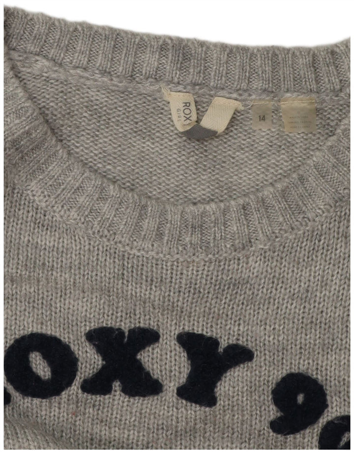 Damski sweter ROXY z graficznym dekoltem w łódkę UK 14, średni szary