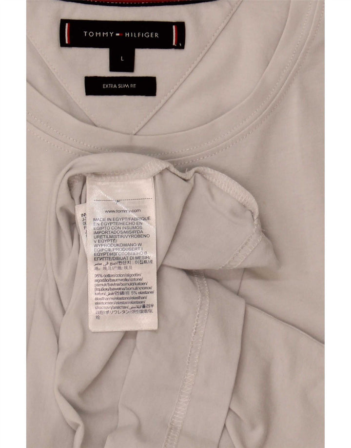 Tommy Hilfiger Męski T-shirt Extra Slim Top, duży, biały, bawełniany
