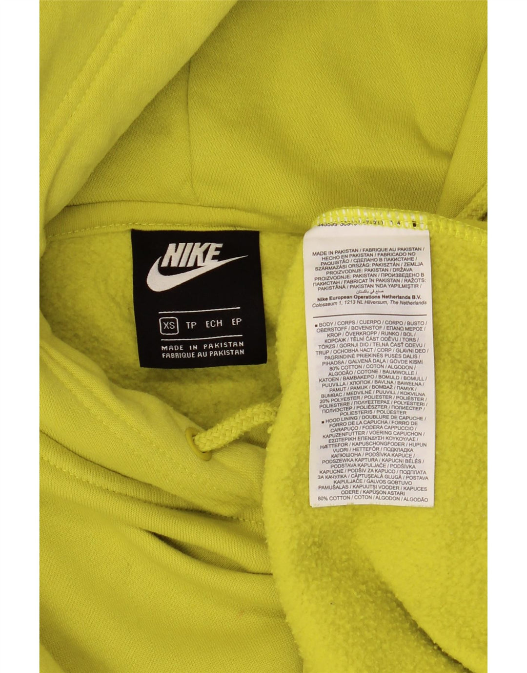 Damski sweter oversize z kapturem NIKE UK 6 XS, żółty, bawełniany