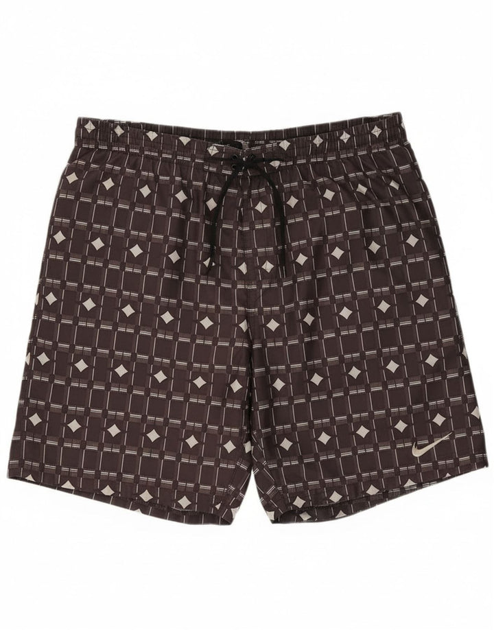 Męskie spodenki kąpielowe Nike, duże, brązowe, geometryczne, z poliestru