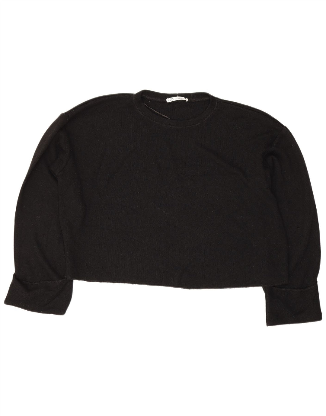 Damski krótki top oversize Zara z długim rękawem UK 14, średnia czarna wiskoza