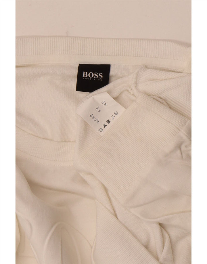 Męska bluza z grafiką Hugo Boss, średnia biała bawełna