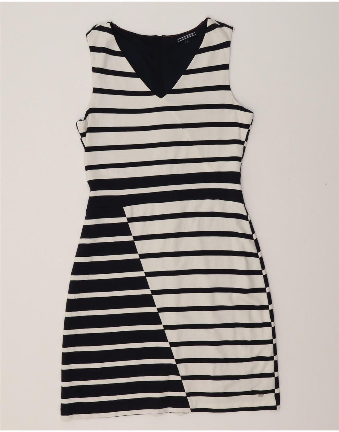 Damska sukienka płaszczowa bez rękawów TOMMY HILFIGER UK 14 w duże białe paski