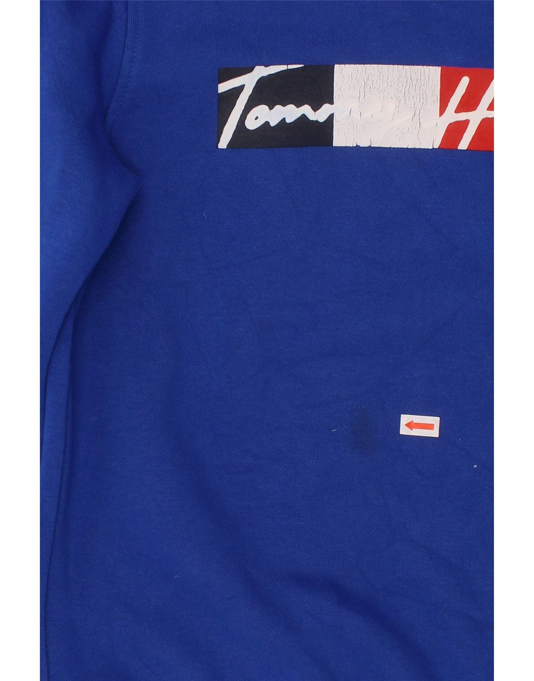 TOMMY HILFIGER Chłopięcy sweter z grafiką, 8-9 lat, średni niebieski, bawełniany