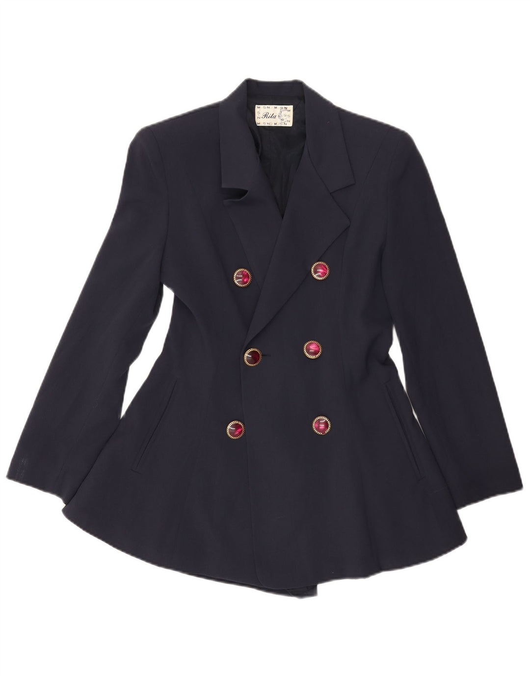 Damska marynarka o przedłużonym kroju VINTAGE UK 10, mała, granatowa