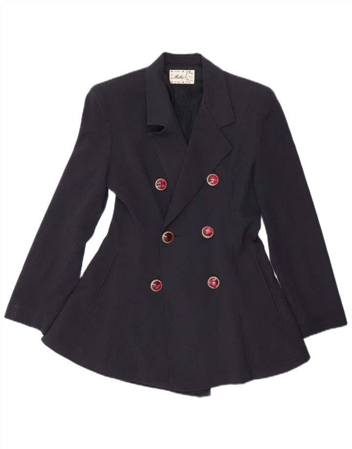 Damska marynarka o przedłużonym kroju VINTAGE UK 10, mała, granatowa