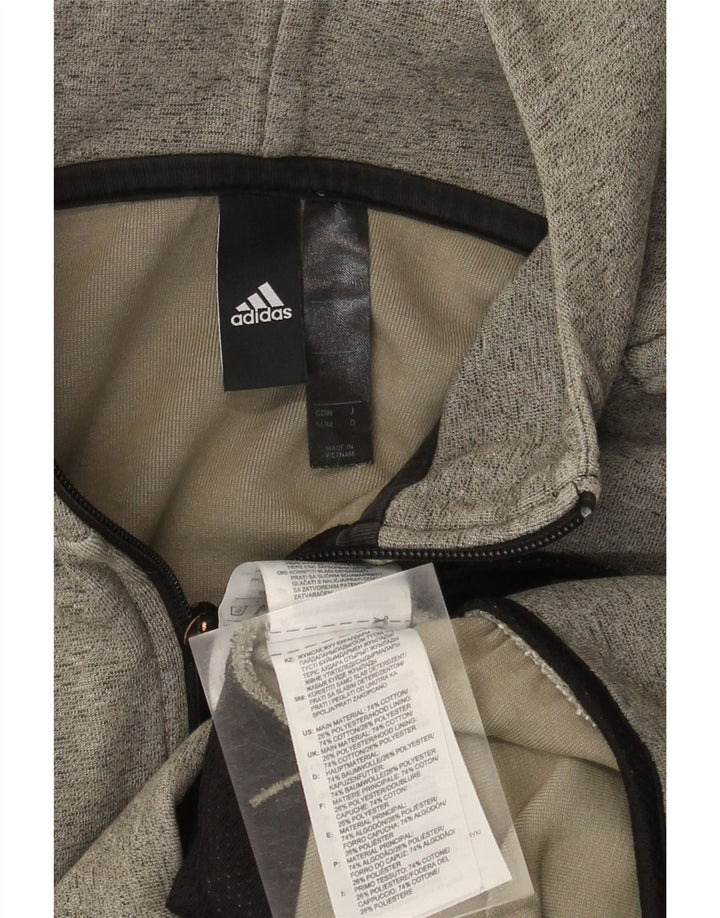 Adidas Męski sweter z kapturem i zamkiem błyskawicznym, średnioszary, bawełniany
