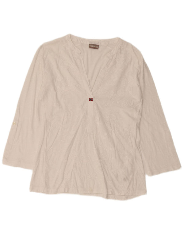 Bluzka damska NAPAPIJRI z rękawem 3/4, UK 10, mała, w białe kwiaty