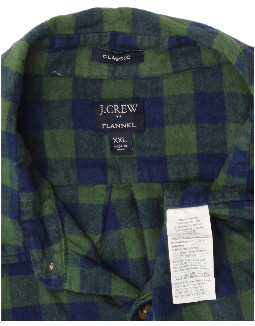J. Crew Męska koszula flanelowa o klasycznym kroju, 2XL, zielona bawełniana kratka