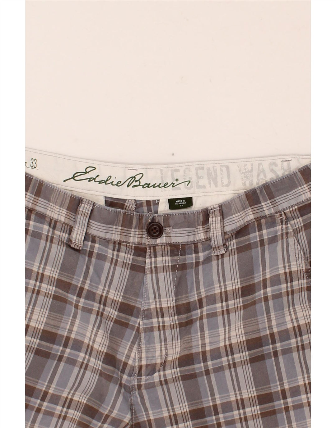 EDDIE BAUER Mens Chino Shorts W33 Medium Grey Check Cotton Vintage Eddie Bauer and Second-Hand Eddie Bauer from Messina Hembry 