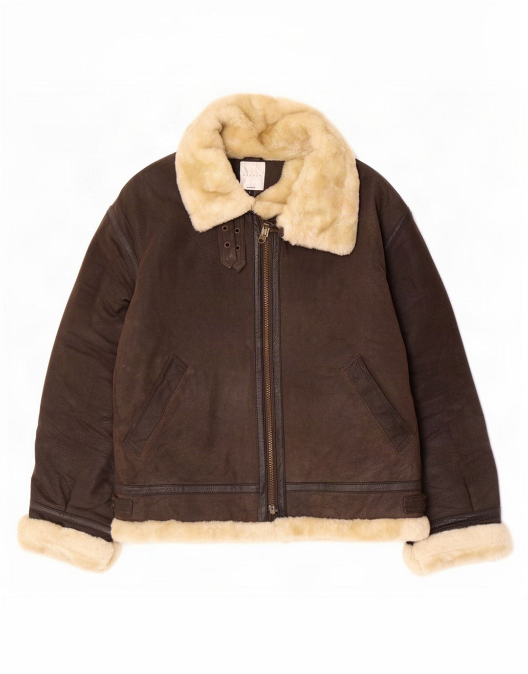 Kurtka damska Conbipel Shearling UK 16, duża brązowa skóra