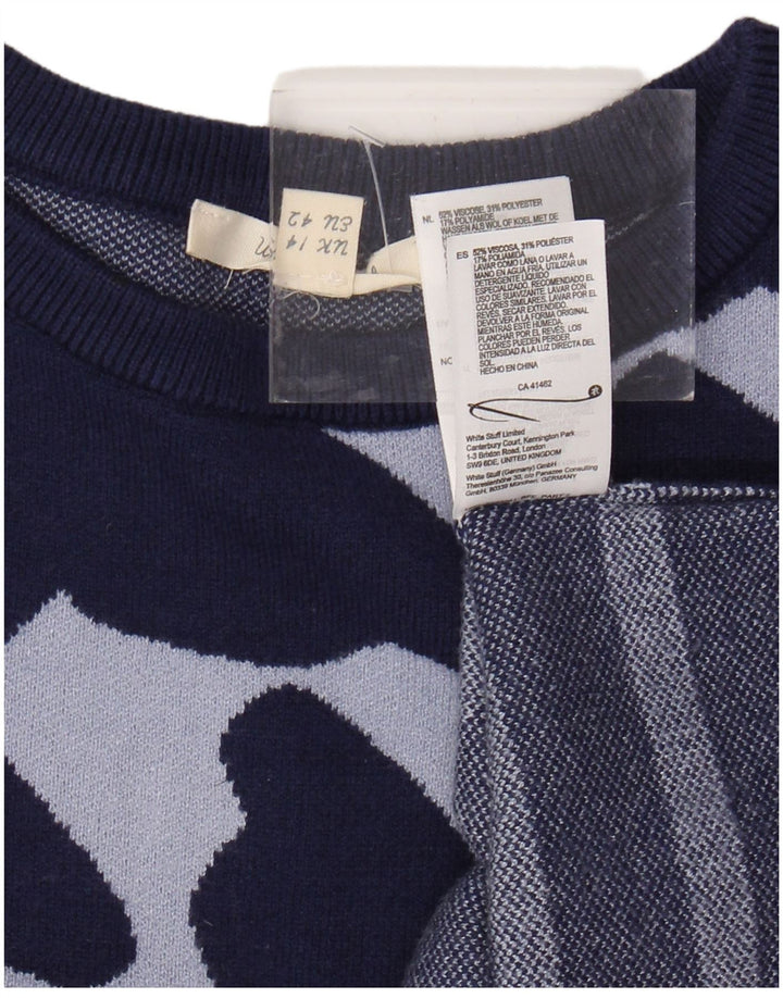 WHITE STUFF Damski sweter z okrągłym dekoltem UK 14 w duże granatowe paski