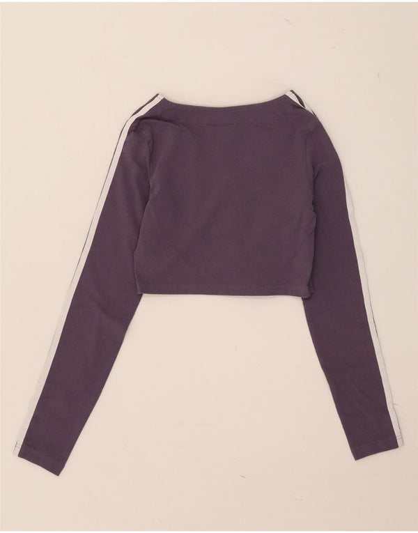 Adidas Womens Long Sleeve Crop Top UK 8/10 Small Purple Cotton