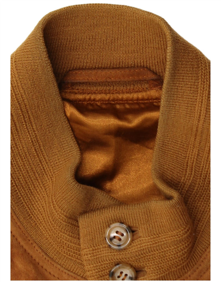 Vintage męska zamszowa kurtka bomber UK 40, duża brązowa