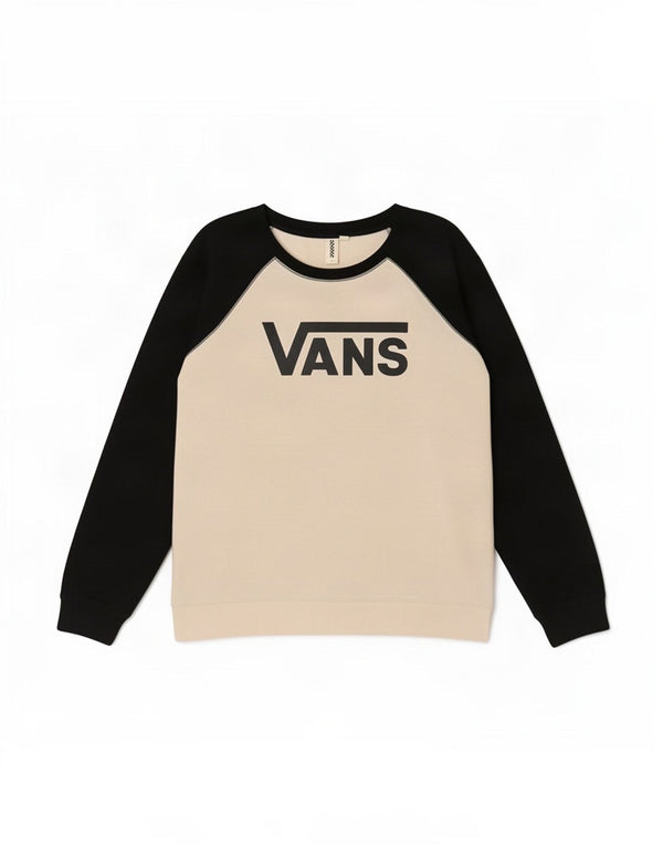 Vans Womens Graphic Sweatshirt Jumper UK 16 Large Off White Colourblock