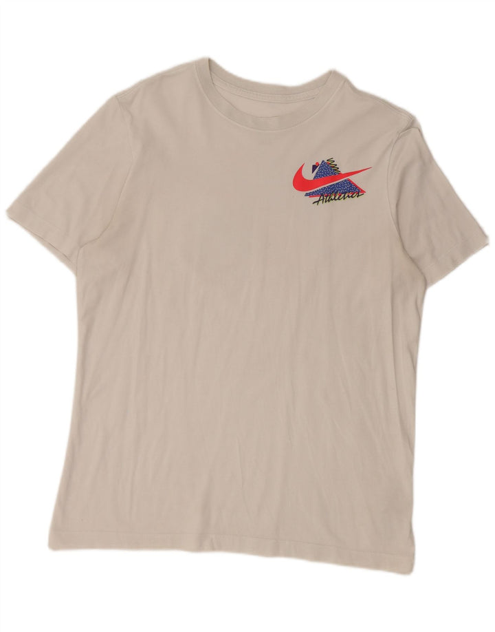 Męska koszulka Nike Dri Fit z grafiką, średnia biała bawełna