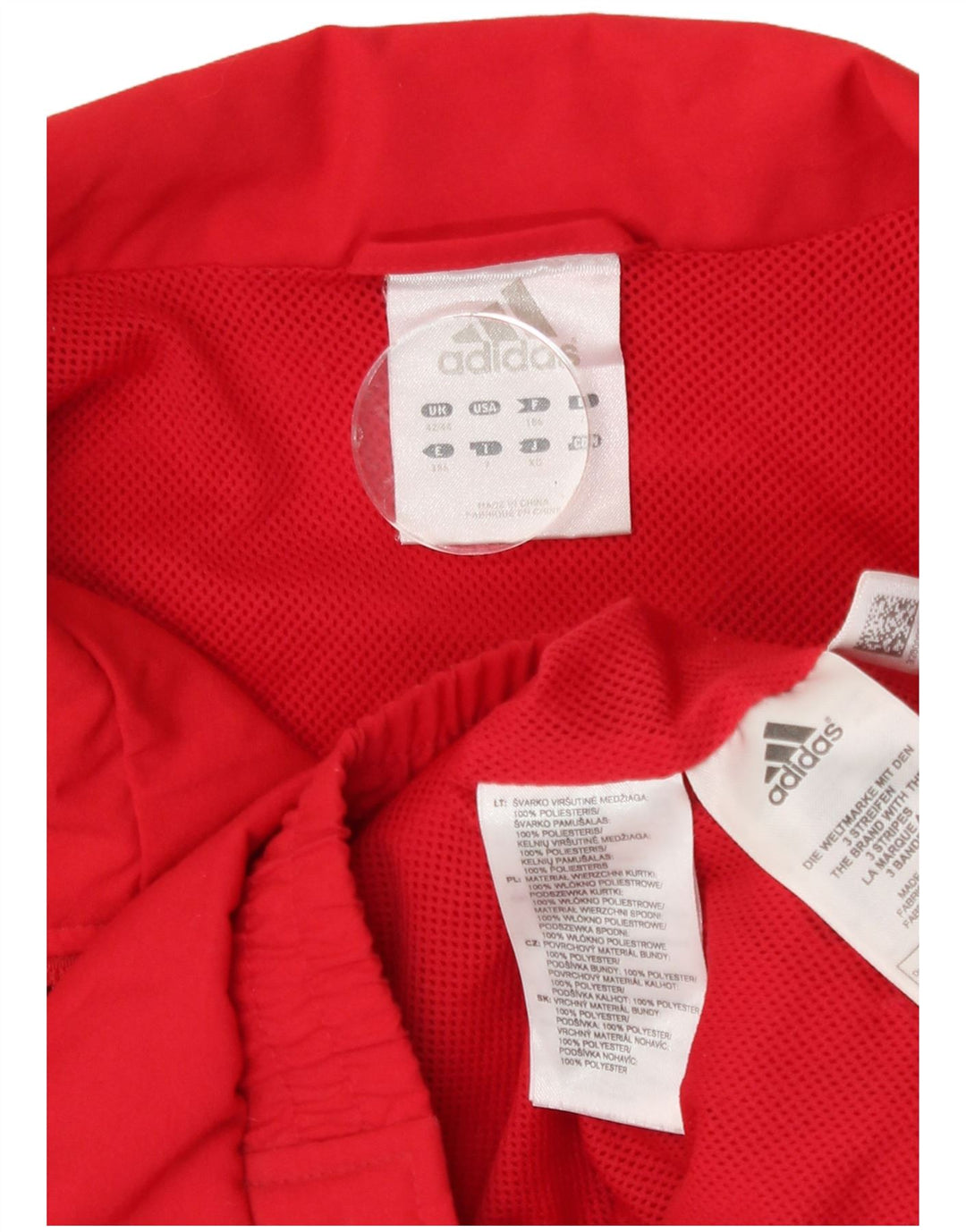 Adidas Męska bluza dresowa UK 42/44 Duży czerwony poliester z blokami kolorów