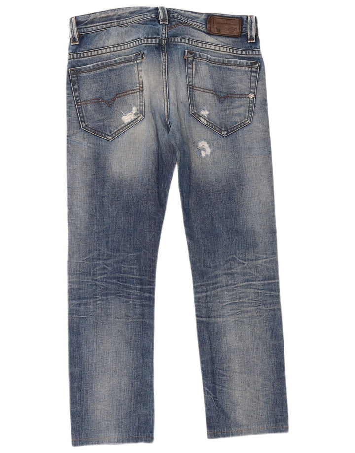 Diesel Męskie Thavar Distressed Straight Jeans W31 L27 Niebieski