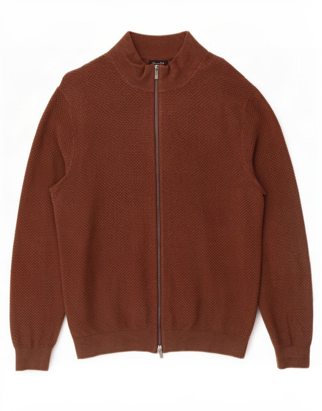 Męski sweter rozpinany Massimo Dutti, duży, brązowy, bawełniany