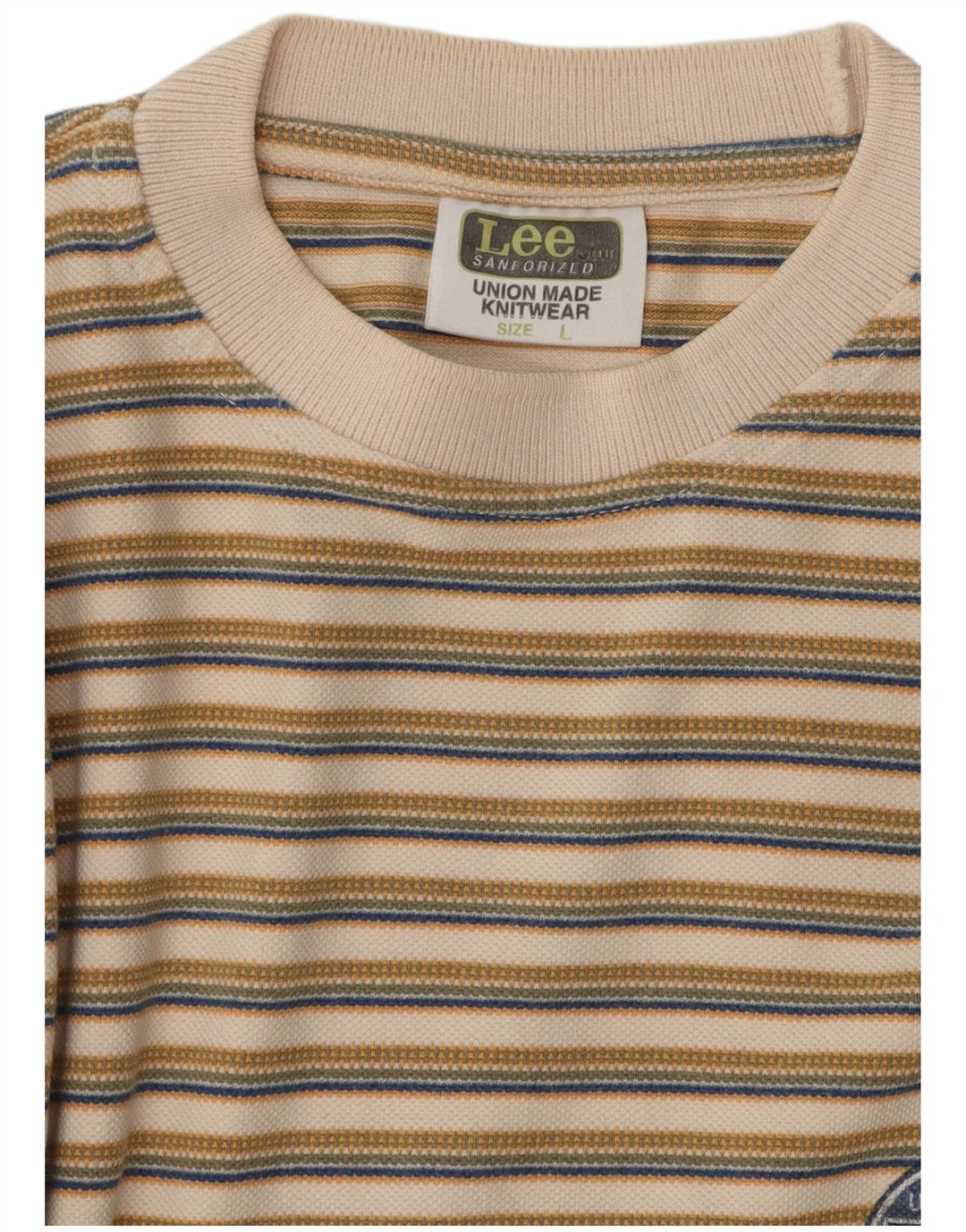 T-shirt męski Lee, duży, beżowy, bawełniany w paski