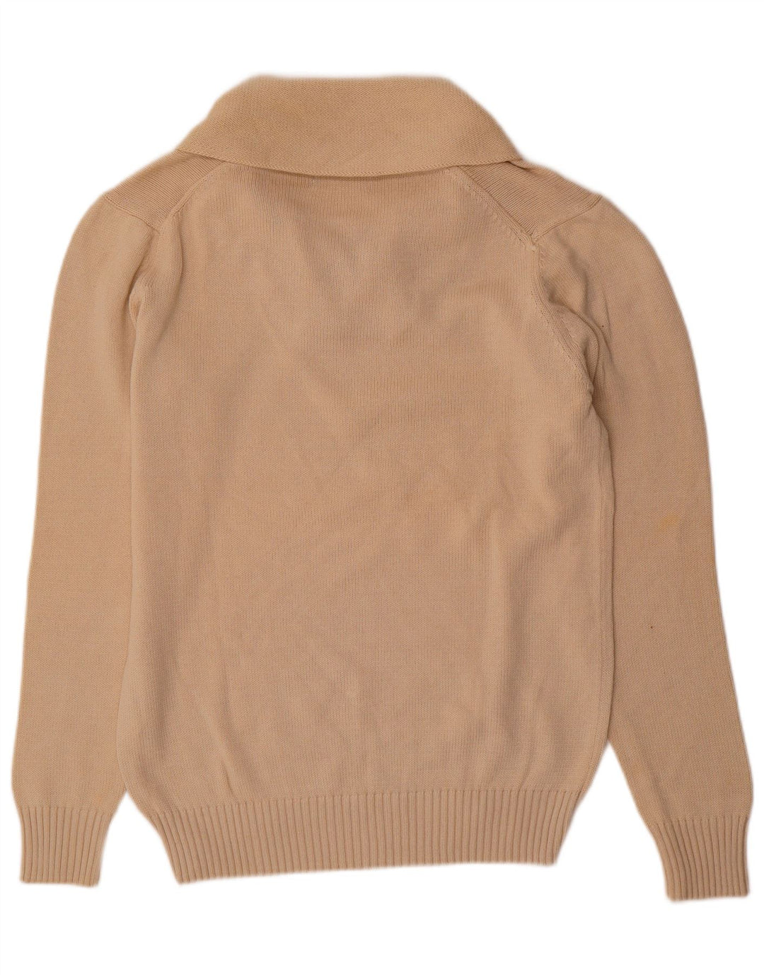 Męski sweter Zara z szalowym dekoltem, duży, beżowy, bawełniany