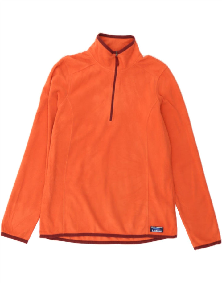 L.L.BEAN Womens Zip Neck Fleece Jumper UK 10 Small Orange Polyester Vintage L.L.Bean and Second-Hand L.L.Bean from Messina Hembry 