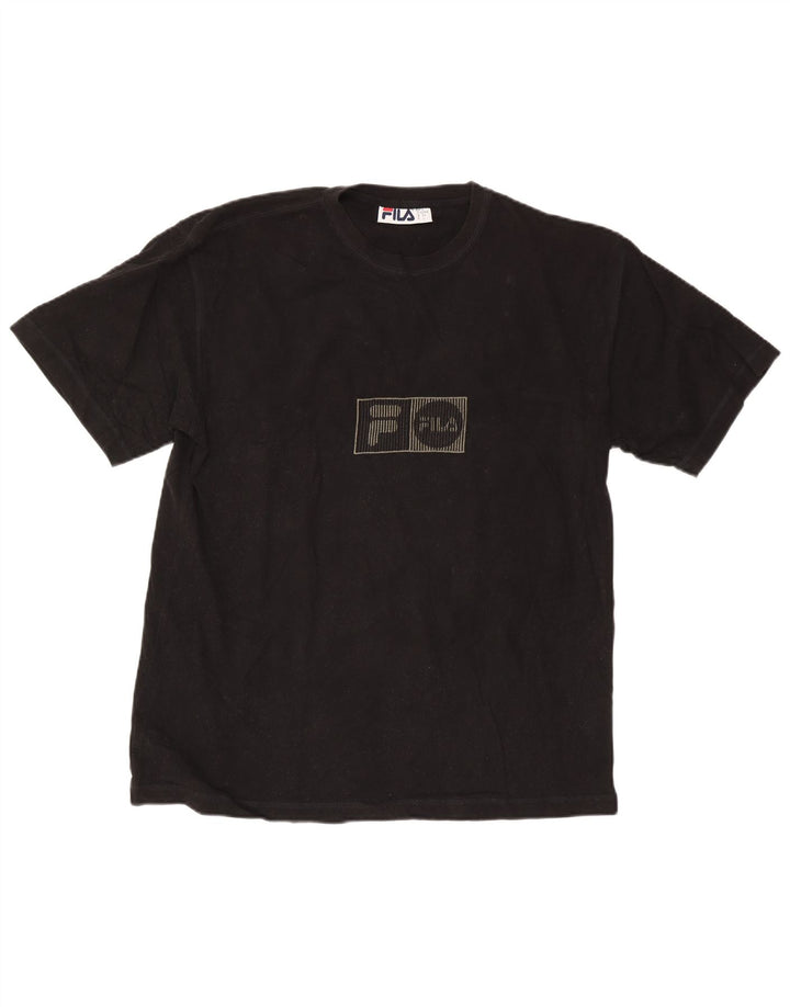 Męski T-shirt z grafiką Fila, duży, czarny, bawełniany