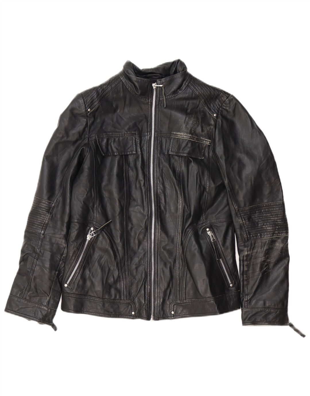 Damska kurtka skórzana motocyklowa Isaco & Kawa IT 44, średnia czarna skóra