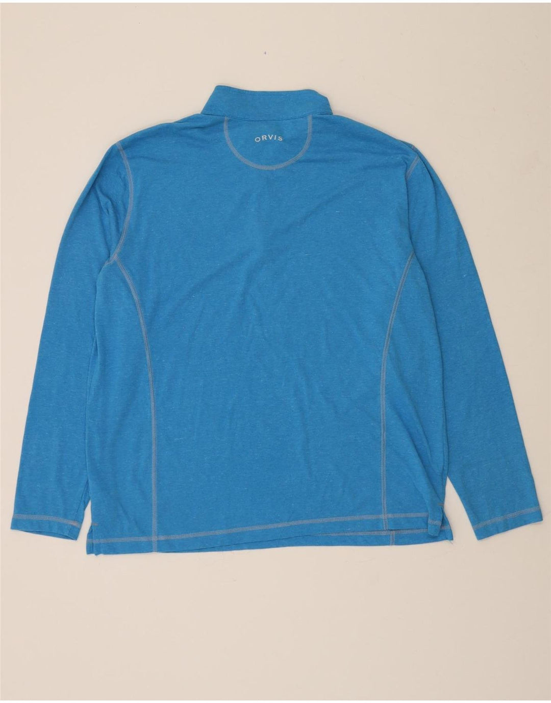 ORVIS Mens Zip Neck Pullover Tracksuit Top Large Blue Polyester Vintage Orvis and Second-Hand Orvis from Messina Hembry 