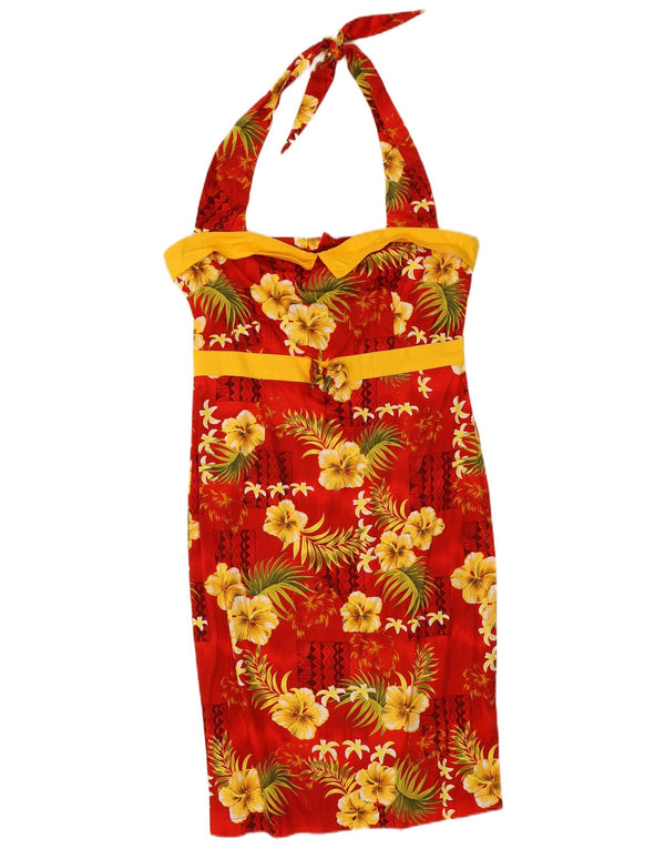 Sukienka damska Collectif Halter UK 14 Średnia czerwona bawełniana w kwiaty