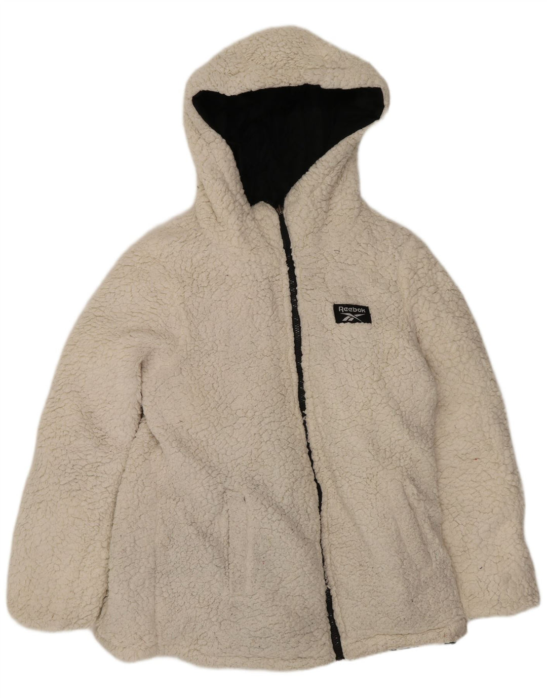 Damska dwustronna ocieplana kurtka Reebok z kapturem UK 14, średni czarny poliester