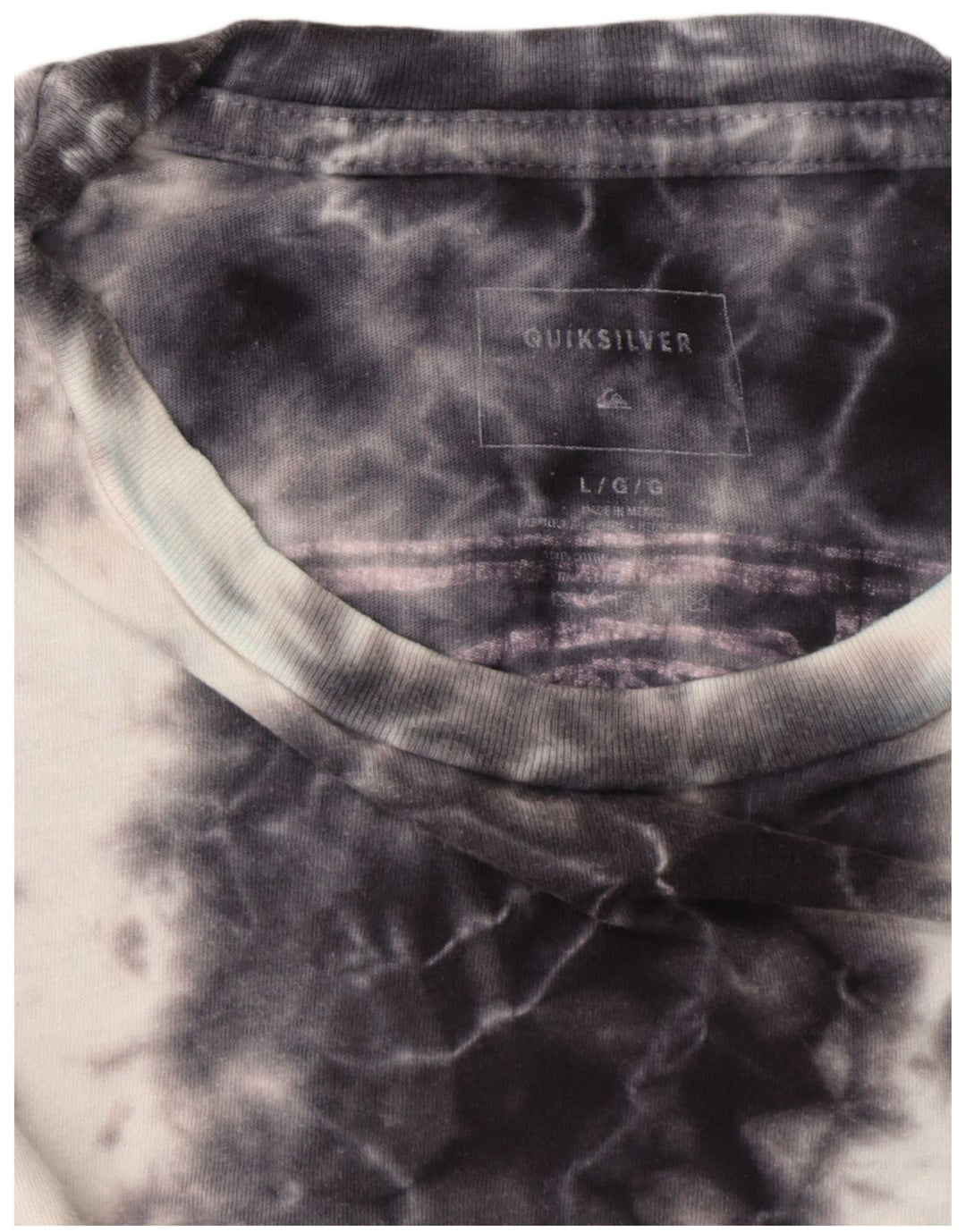 Damska koszulka z grafiką Quiksilver Top UK 16 Large Navy Blue Tie Dye