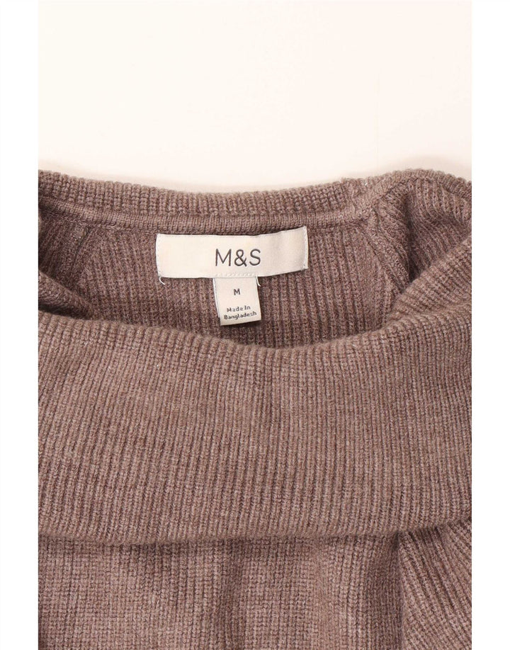 Marks & Spencer Damski sweter z golfem UK 14 Średni brązowy wiskoza