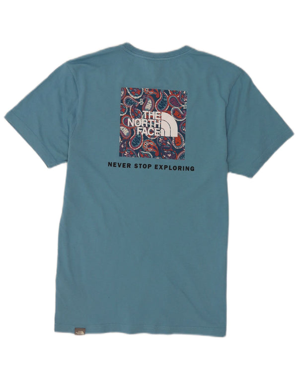 Męski T-shirt z grafiką The North Face, mały, niebieski, bawełniany