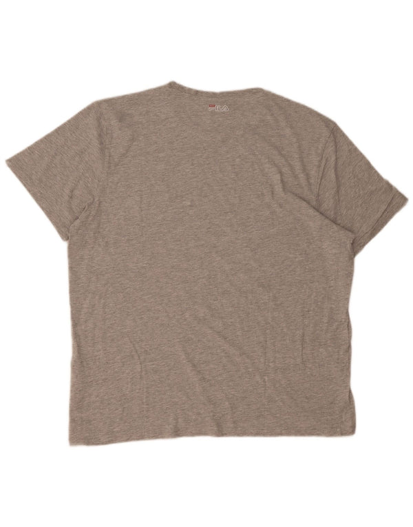 Męski T-shirt z grafiką Fila, duży, szary, nakrapiany