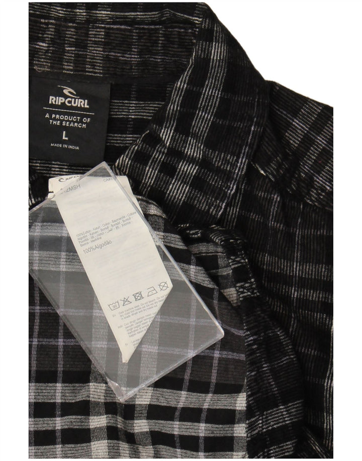 Męska koszula flanelowa Rip Curl, duża, czarna, bawełniana w kratę