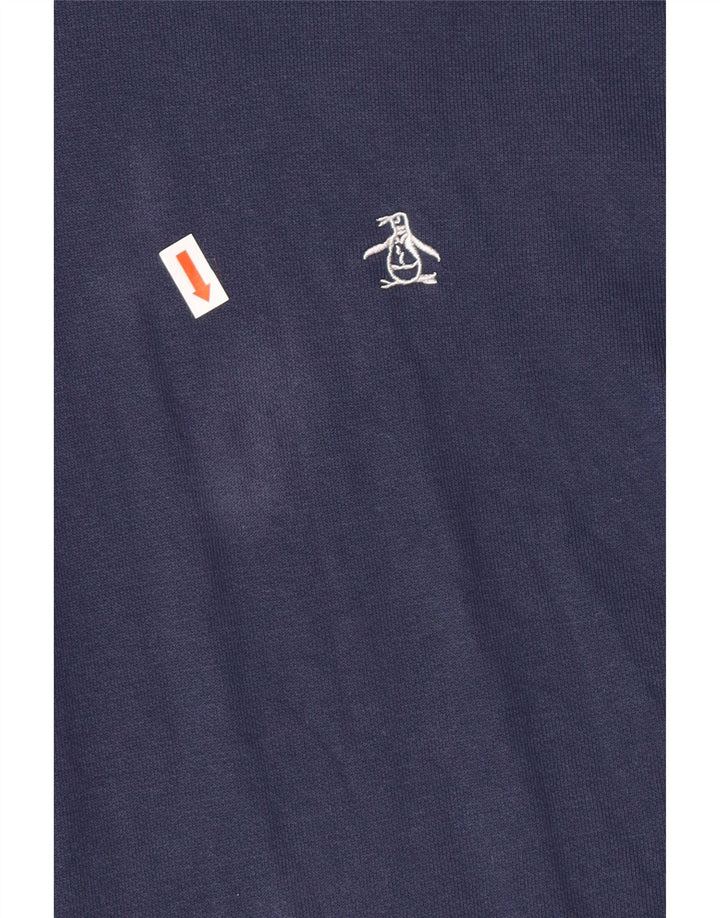 PENGUIN Męski sweter z kapturem, duży, granatowy, bawełniany