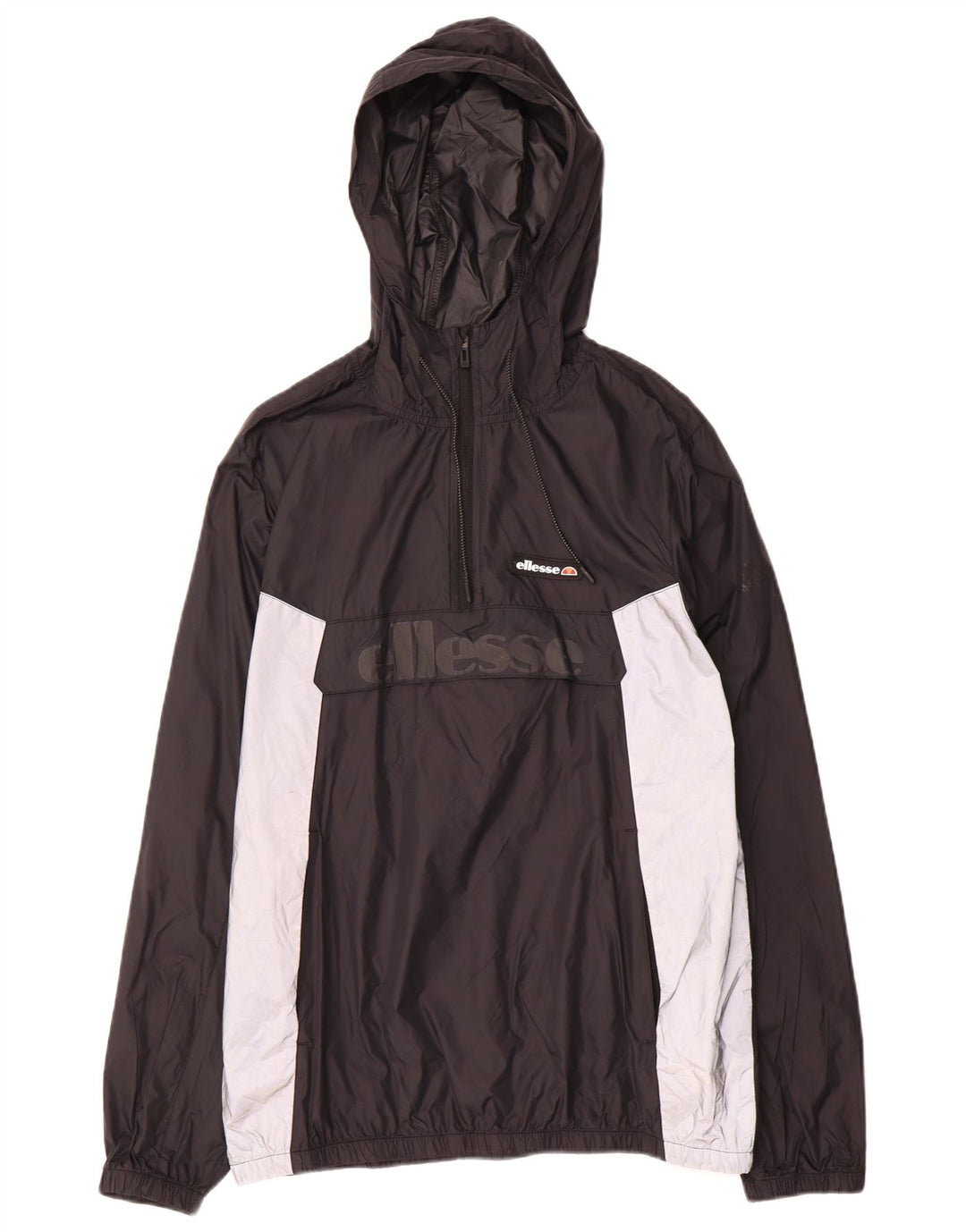 Męska kurtka Anorak z kapturem ELLESSE UK 40, duża, czarna, z blokami kolorów