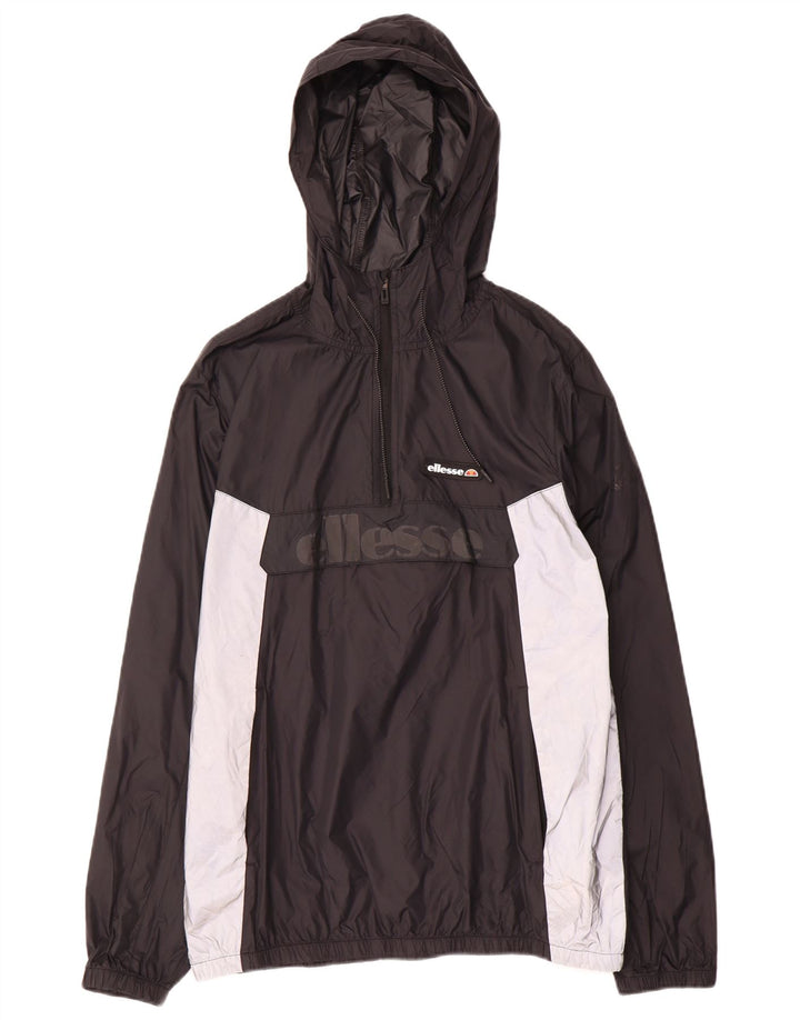 Męska kurtka Anorak z kapturem ELLESSE UK 40, duża, czarna, z blokami kolorów