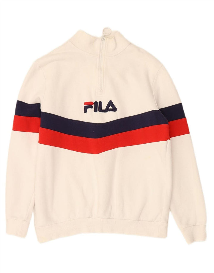 FILA Womens Oversized Graphic Sweatshirt Jumper UK 10 Small White Striped