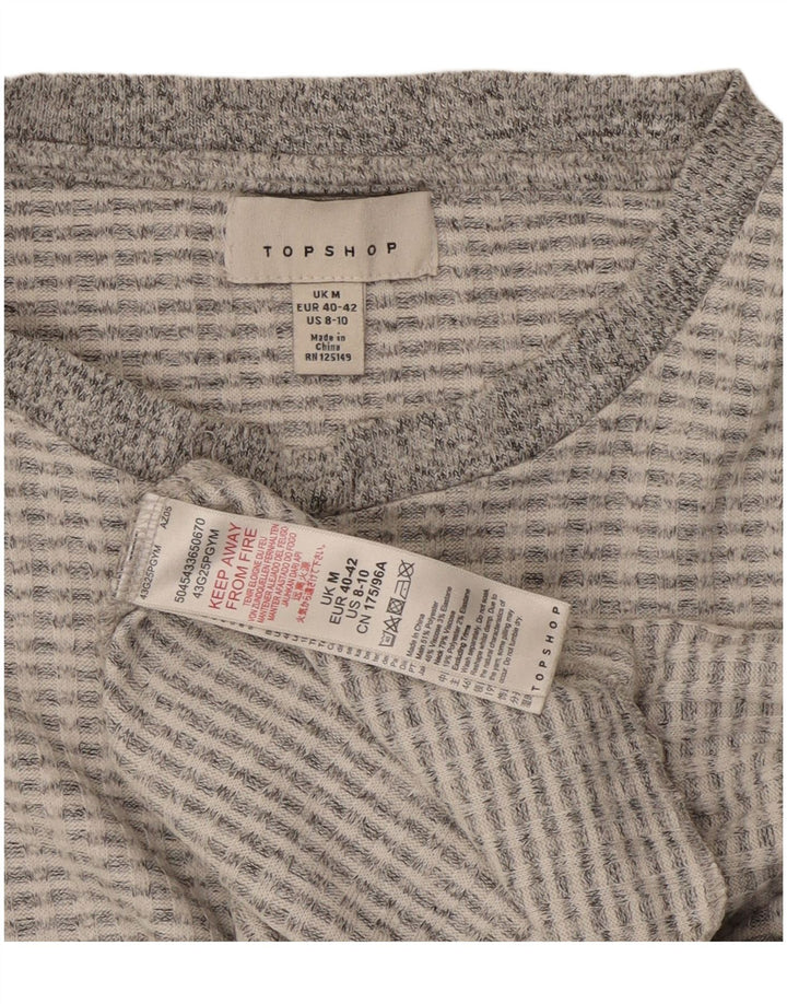 Topshop damski krótki top z długim rękawem, UK 14, średni szary poliester