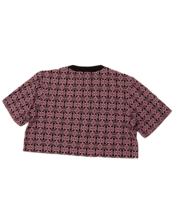 Damska koszulka oversize ADIDAS Crop Graphic Top UK 6 XS Fioletowa bawełna