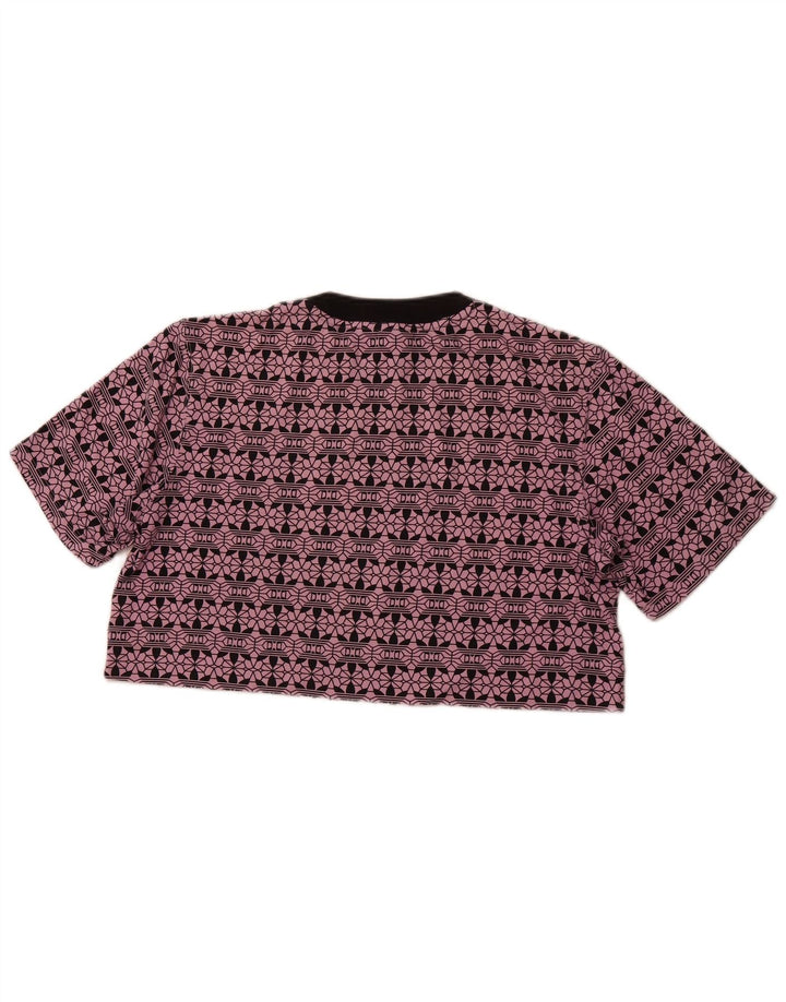 Damska koszulka oversize ADIDAS Crop Graphic Top UK 6 XS Fioletowa bawełna