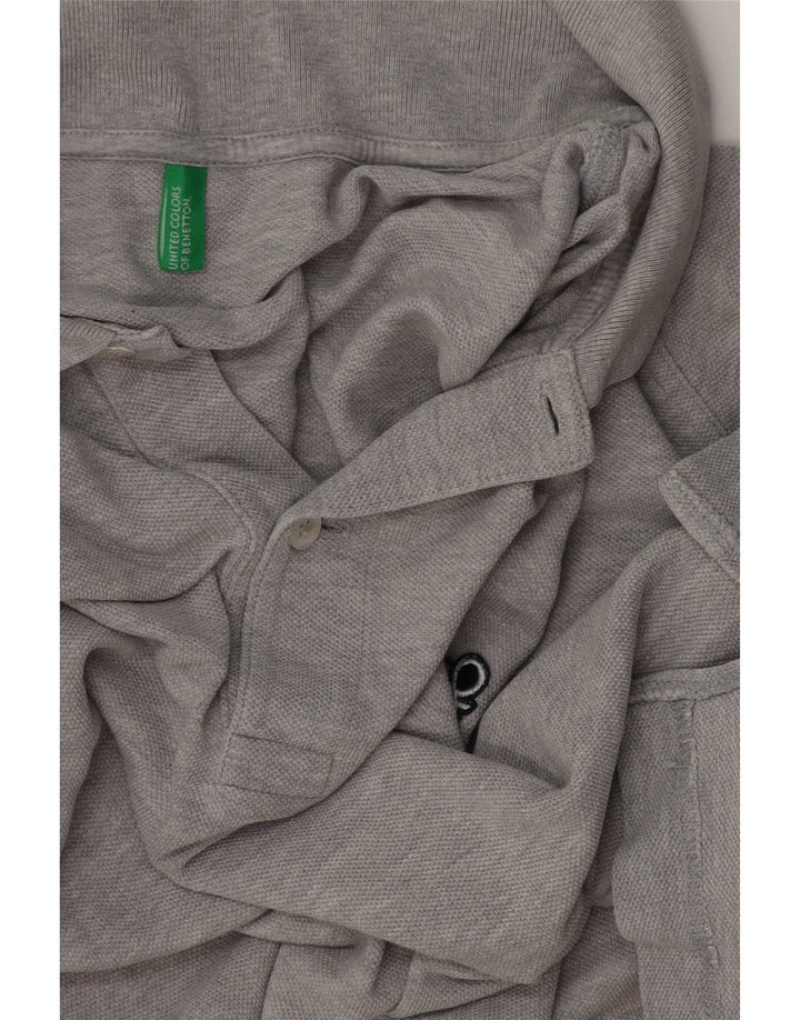 Męska koszulka polo Benetton, średnio szara, nakrapiana
