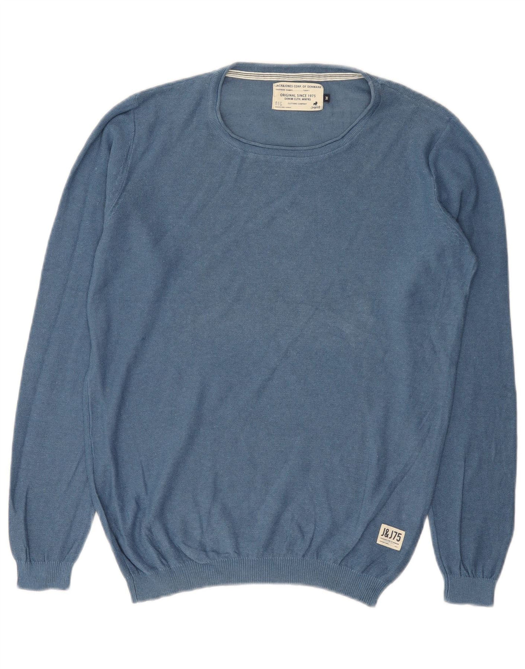 Męski sweter Jack & Jones z dekoltem w łódkę, średnioniebieski, lniany
