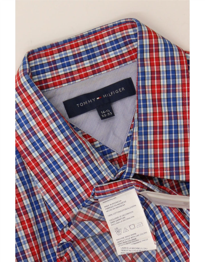 TOMMY HILFIGER Mens Shirt Size 14 1/2 Small Red Check Cotton Vintage Tommy Hilfiger and Second-Hand Tommy Hilfiger from Messina Hembry 
