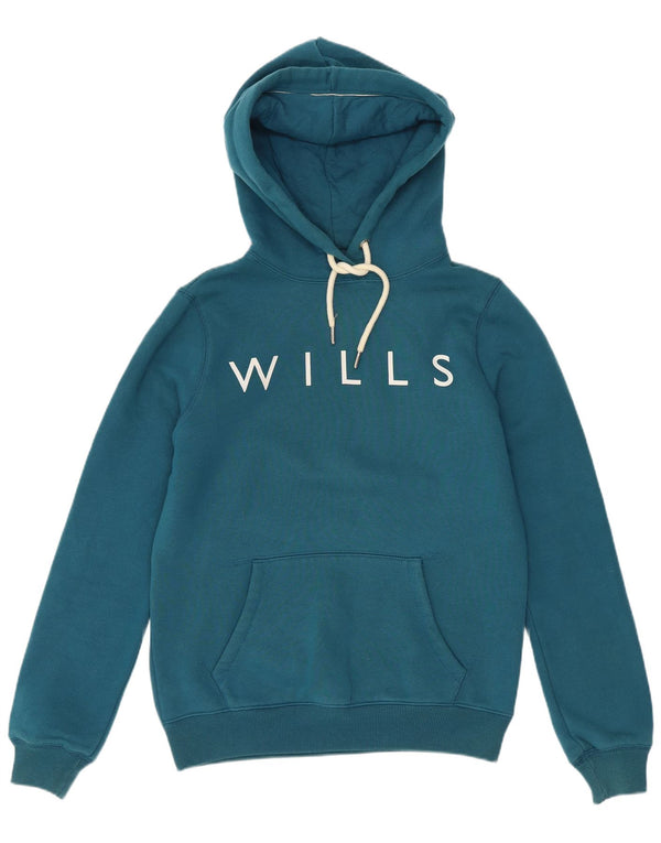 Damski sweter z kapturem Jack Wills z grafiką UK 8, mały, niebieski, bawełniany