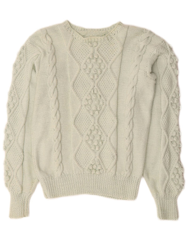 Sweter damski w stylu vintage z dekoltem w łódkę UK 14, średni zielony
